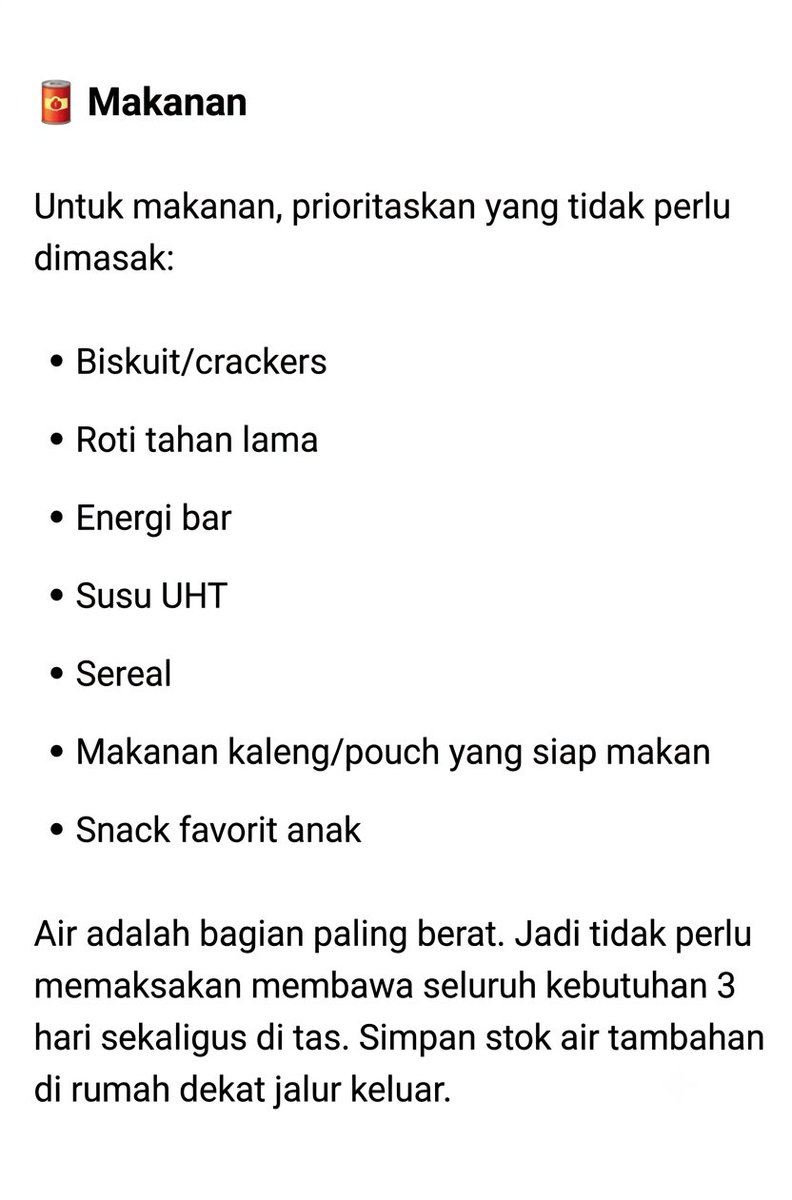 vleurszi's tweet photo. Sudah saatnya siapin emergency bag, tapi … jangan langsung masukin semua barang ke tas ya😭

Yang penting bukan tasnya penuh, tapi isinya memang kepake saat harus evakuasi.

Ini basic checklist yang menurutku wajib dicek, terutama kalo ada anggota keluarga anak-anak

Lanjut https://t.co/YpaXrAHzqG