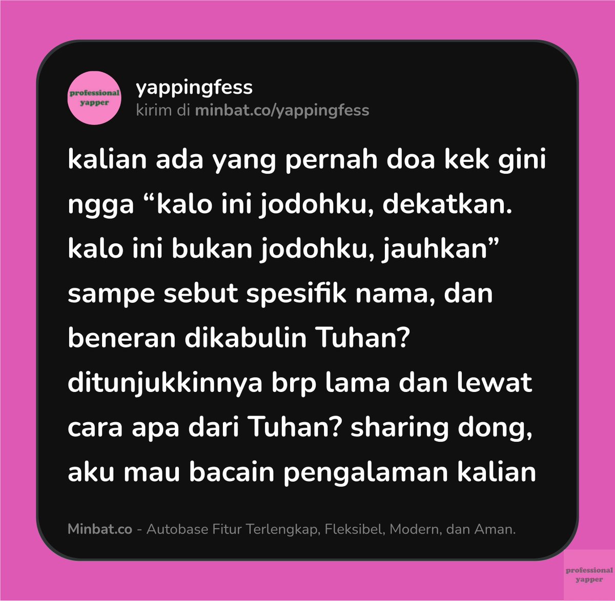 yappingfess's tweet photo. Boleh sharing ngga?🩷 https://t.co/HVGYNyZXri