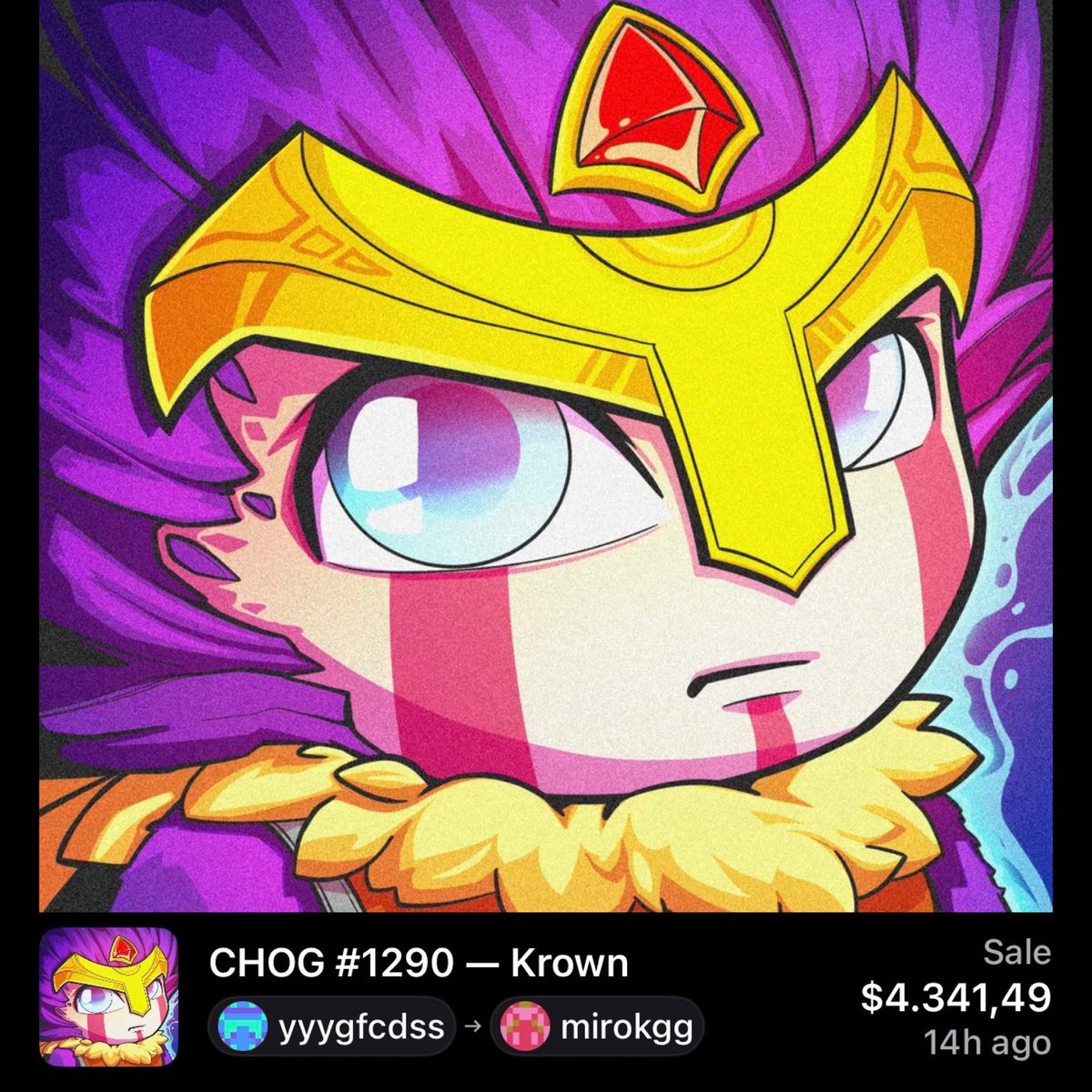 ChogNFT's tweet photo. Chog Krown 1/1 sold for 187K $MON 👑

The highest NFT sale ever recorded on Monad! https://t.co/ZucNvsAUU1