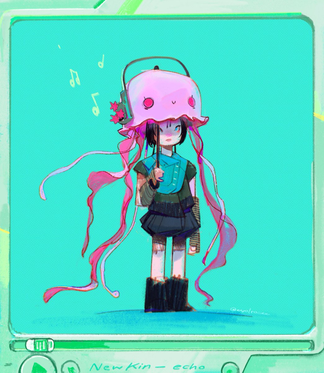 evolrosee's tweet photo. Juha🪼✨

I loved the jellyfish-ness of the umbrella in the mv so I wanted to draw sthg based on that :)

 #NewKin #NewKinfanart https://t.co/3pUFjuU5ym