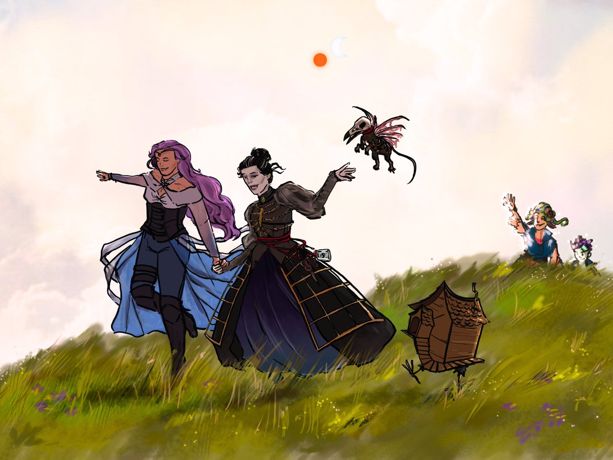 Clays3141's tweet photo. Witches enjoying their happy ending 💜🖤 

#criticalrole #imodna #bellshells https://t.co/jTb5Jg5UN1