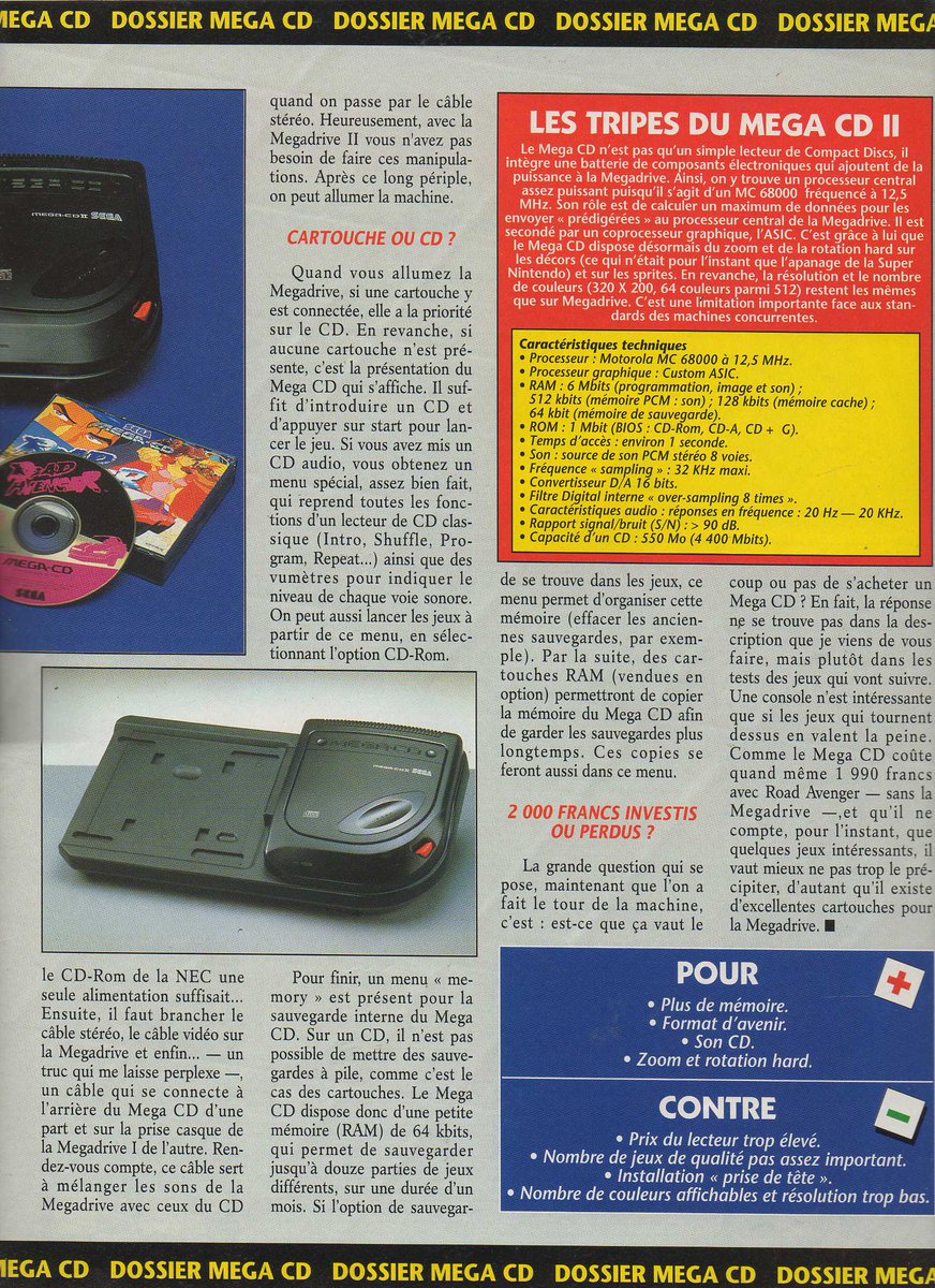 AllmightoFranky's tweet photo. #Nostalgeek,on continue de feuilleter ce numéro de #PlayerOne de la rentrée 1993 avec le gros dossier pour l'arrivée du #MegaCD 2 chez nous!Et oui on a directement bénéficié de la version 2!Dossier réalisé par Crevette alias @DrevetCyril!#retro #retrogaming #80s #90s 1/5 https://t.co/BtEYeB5gCn