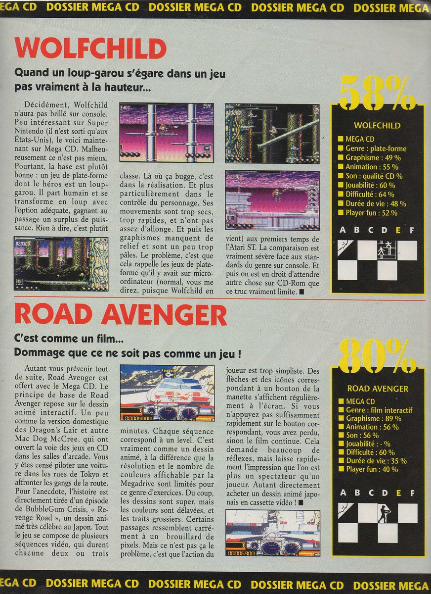 AllmightoFranky's tweet photo. Après la machine on passe aux jeux disponibles sur le #MegaCD,et à part exceptions c'était pas fou fou du tout!L'excellente version de #FinalFight,#JaguarXJ220,le ridicule #BlackHoleAssault,#ThunderHawk,#WolfChild et on finit par #RoadAvenger que j'aimais bien! 2/5 https://t.co/fMkTolATjD