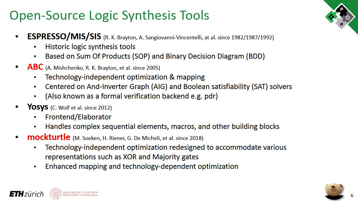 pulp_platform's tweet photo. Yukio, too, showcased his work at #ORConf2026 in Ghent. Check out his slides titled "Open-Source Logic Synthesis: ABC, mockturtle, and Beyond" https://t.co/wYZ7GAUFgs https://t.co/82L9A33MRL