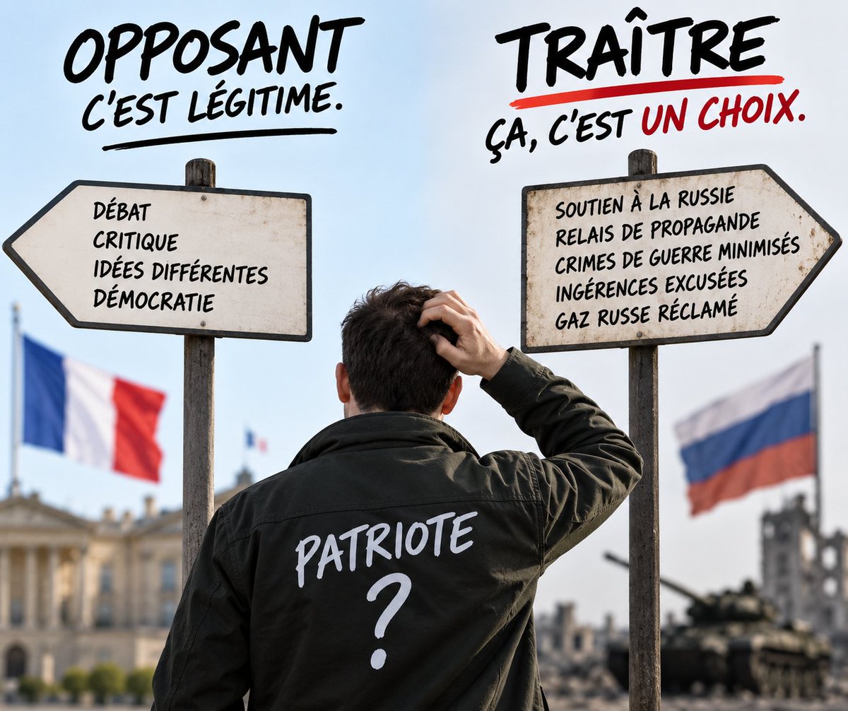 SteeveCx_Reborn's tweet photo. On peut être opposant en France. On peut détester le gouvernement, Macron, la majorité, l’UE, l’OTAN, tout ce que vous voulez. C’est même parfaitement normal dans une démocratie.

Mais il y a un moment où il faut arrêter de se cacher derrière le mot “opposition”.

Parce que quand, systématiquement, tu défends la russie contre ton propre pays, quand tu reprends ses narratifs, quand tu minimises ses crimes de guerre, quand tu excuses ses ingérences, quand tu préfères croire Moscou plutôt que les institutions françaises, quand tu réclames le retour au gaz russe au nom de la “souveraineté”, alors qu’on parle justement d’une dépendance à une puissance hostile, il y a un problème.

Expliquez-moi le raisonnement.

Vous vous dites patriotes, mais vous passez votre temps à défendre un État qui attaque nos intérêts, mène des opérations d’influence chez nous, cible nos institutions, nos entreprises, notre débat public et menace directement la sécurité européenne.

Vous vous dites souverainistes, mais vous rêvez de remettre notre énergie sous dépendance russe.

Vous vous dites gaullistes, mais vous passez votre temps à servir les intérêts d’une puissance étrangère.

Vous vous dites défenseurs de la paix, mais votre solution consiste presque toujours à demander au pays agressé de céder plutôt qu’à l’agresseur de partir.

Vous vous dites anti-propagande, mais vous reprenez mot pour mot les récits du Kremlin dès qu’ils permettent de taper sur la France, l’Ukraine, l’UE ou l’OTAN.

Et quand la russie bombarde, menace, cyberattaque, manipule ou finance des relais d’influence, vous trouvez toujours une excuse. Toujours.

À un moment, ce n’est plus de l’opposition politique.
Ce n’est plus “je ne suis pas d’accord avec le gouvernement”.
C’est choisir systématiquement le récit, les intérêts et les justifications d’une puissance étrangère hostile contre ceux de son propre pays.

Et c’est là que j’ai une vraie question :

Comment on arrive à se regarder dans une glace en se disant patriote quand, dans les faits, on passe son temps à servir la soupe à Moscou ?

Parce que moi, un patriote, je le vois défendre la France contre TOUTES les ingérences, qu’elles viennent de Washington, Pékin, Moscou ou ailleurs.

Pas défendre la russie dès qu’elle attaque la France, simplement parce qu’il déteste Macron.

Détester son gouvernement, c’est politique.
Préférer une puissance hostile à son propre pays, c’est autre chose.

Et franchement, j’aimerais bien savoir à partir de quel moment vous avez décidé que haïr Macron était devenu une excuse pour aimer Poutine.