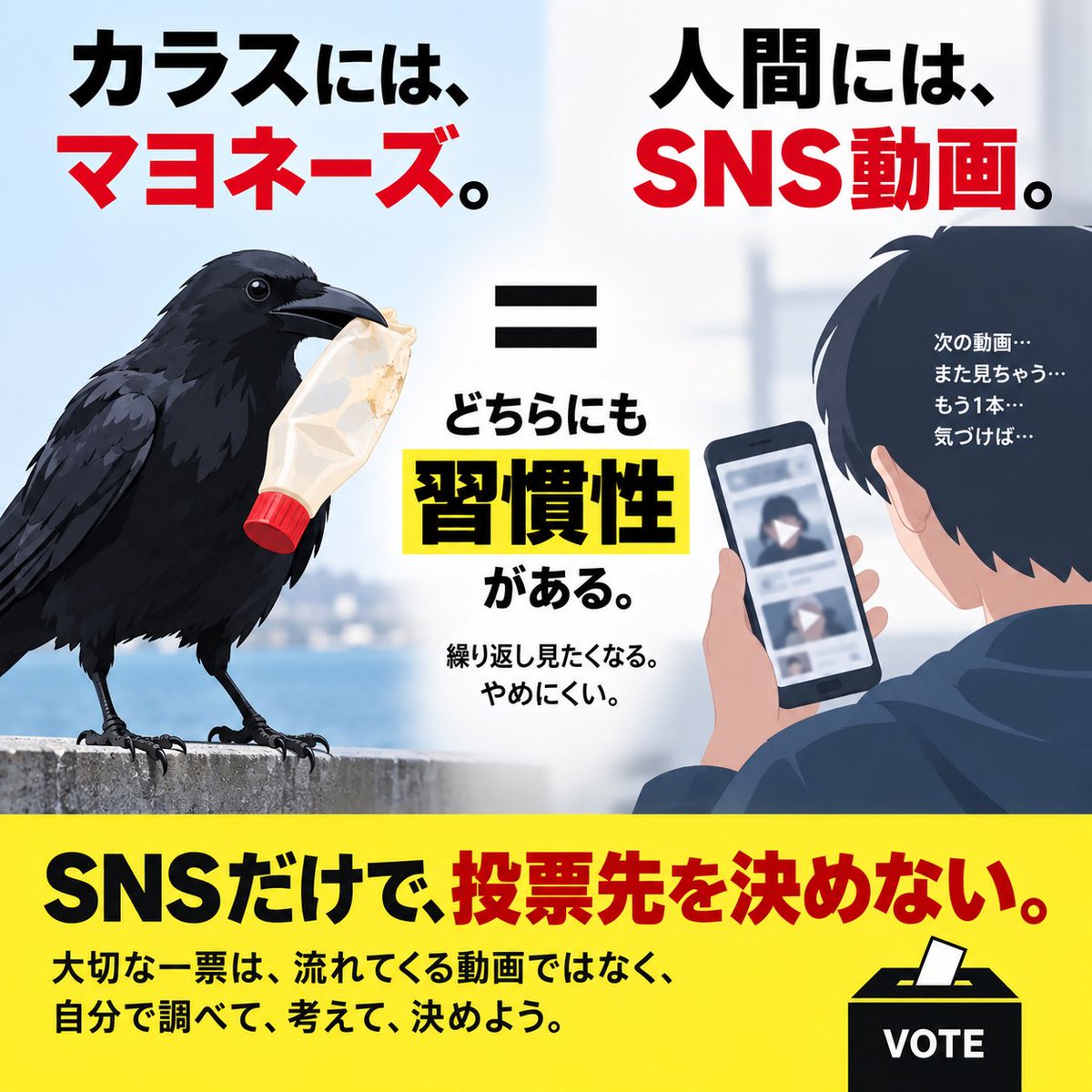 GrassShozo's tweet photo. 2013年、SNSや動画を使った選挙運動が解禁。2024年の兵庫県知事選では、SNS・動画を参考にした人が出口調査で30％。そして今回、沖縄では生成AIによる偽動画まで拡散している。

選挙はスマホの中へ。だからこそ流れてくる情報を鵜呑みにしない。

#沖縄県知事選挙 #沖縄県知事選 #沖縄県知事選2026 https://t.co/z4QYDbuLNi
