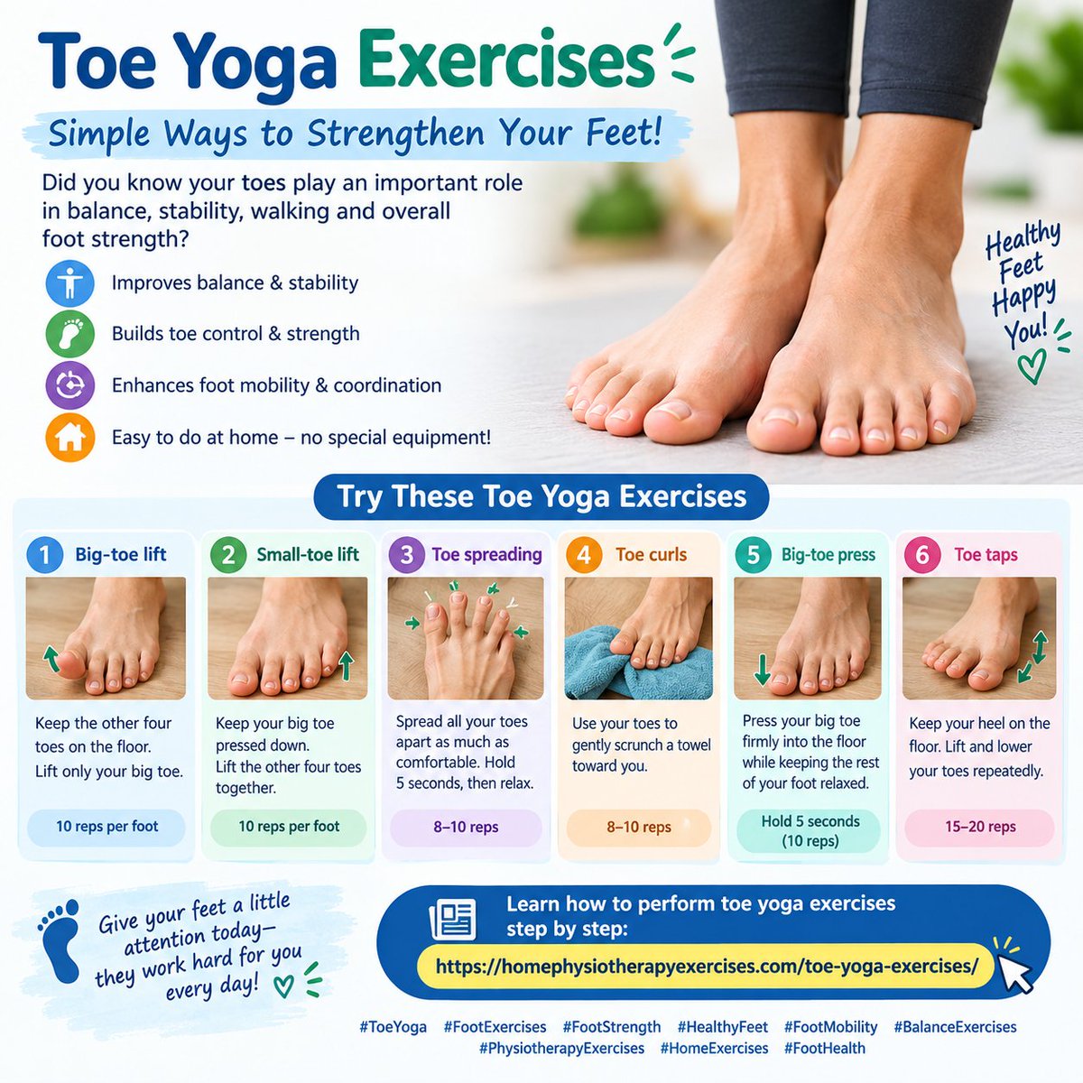 ushaonlinem's tweet photo. 🦶 Stronger feet. Better balance. More mobility.
Toe yoga is a simple way to work the small muscles of your feet and improve toe strength, flexibility, coordination, and foot function.
👉 Read the step-by-step guide: https://t.co/89FLYXYYll
#ToeYoga #FootExercises https://t.co/LXv0cYZqjV