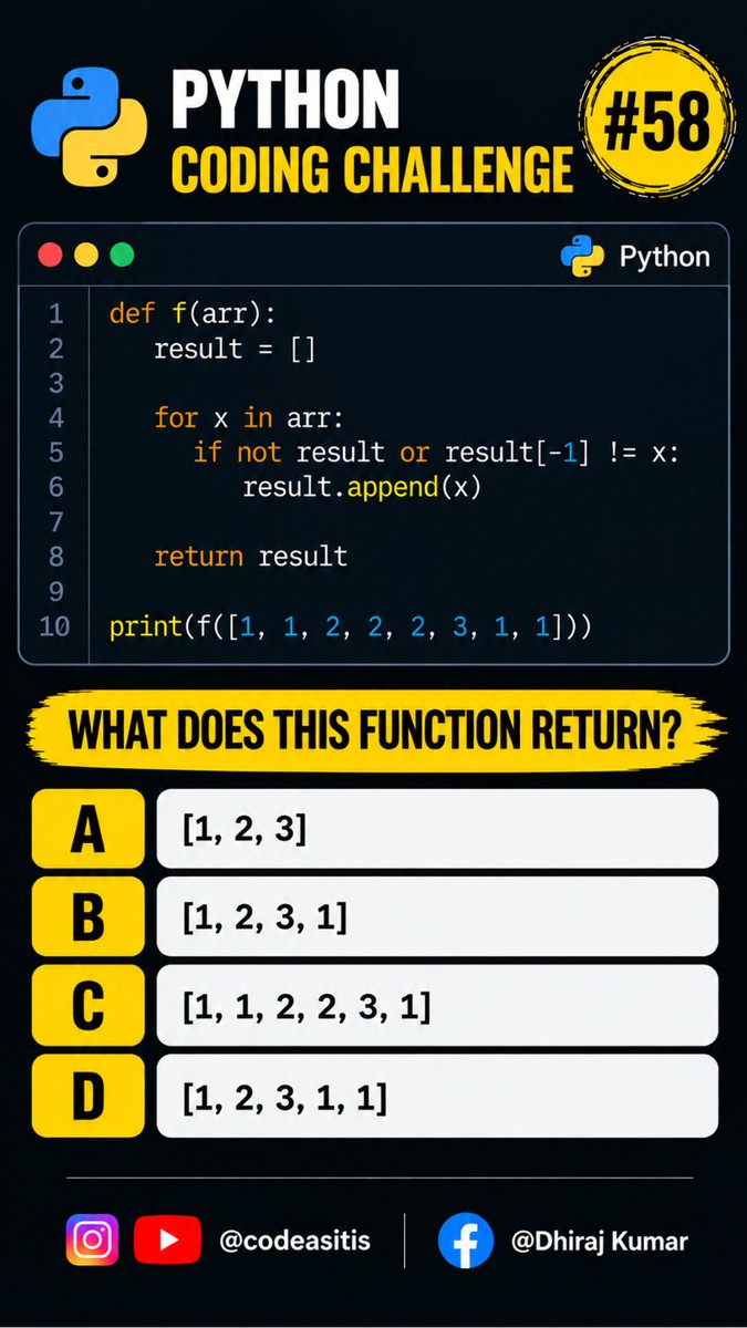 CodeAsItIs1's tweet photo. Check out the python MCQ Coding Challenge and answer below 👇 https://t.co/F9F9vCFx5I