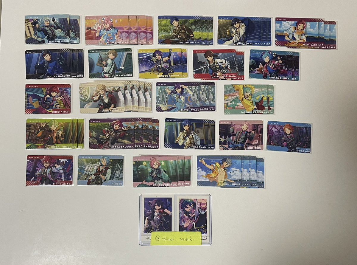 shimai_torihiki's tweet photo. 【交換】あんスタ　カードダス　vol.1   vol.2

譲：画像参照

求：Rみか、Nユメ

※郵送交換
※R同士N同士交換またはみか含む場合のみR 1⇄N2の交換可
※みか含む方優先
※お声がけ重なる場合は他含む方纏めての方優先
※こちらは姉分のポストです

検索からでもお気軽にお声がけください https://t.co/BUepw2WHv1