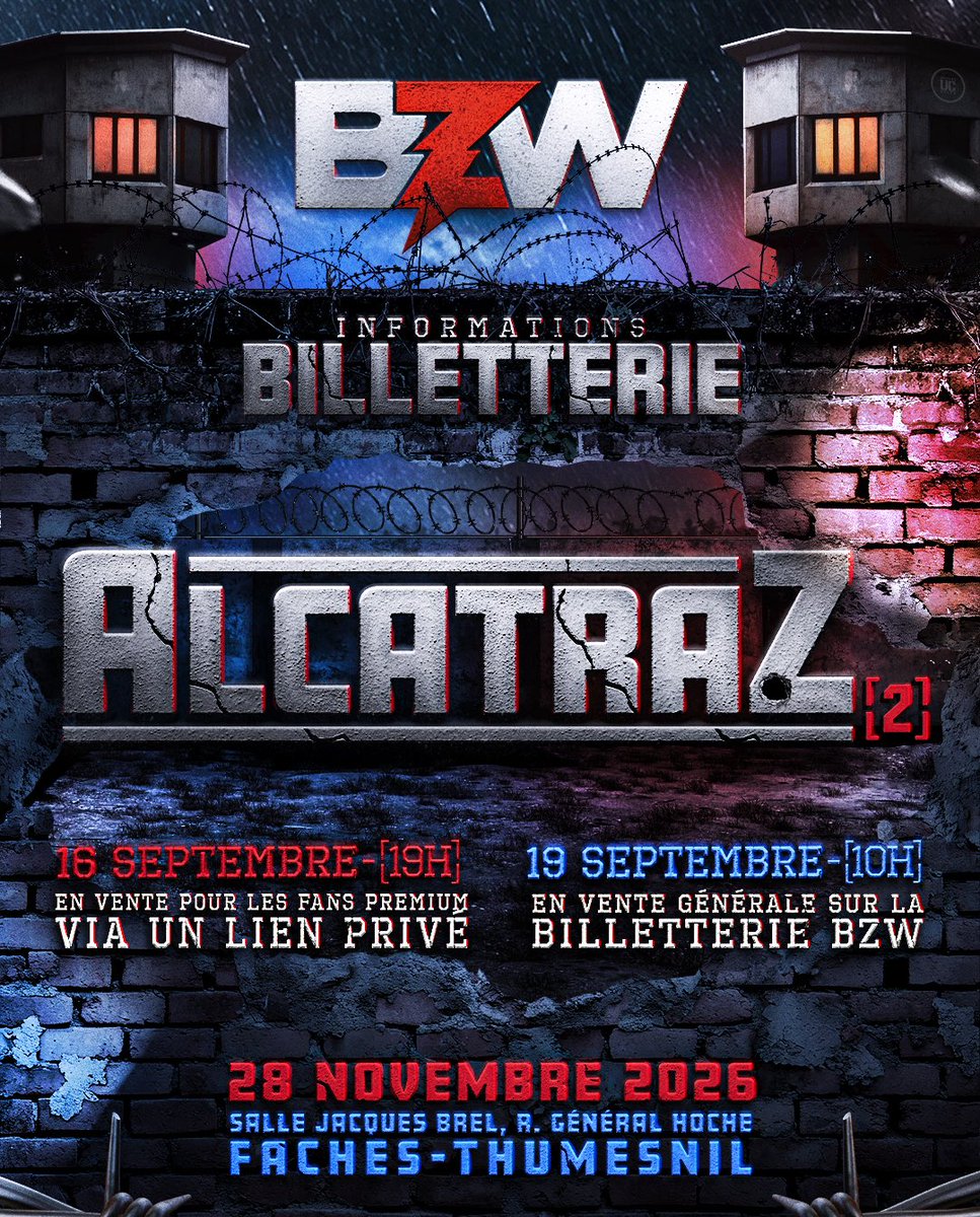 bzw_wrestling's tweet photo. 🚨MIRACLE 2026 × ALCATRAZ 2⛓️🏆
 28 NOVEMBRE -> 2SHOWS, 1JOURNÉE 

🏆 MIRACLE fait son grand retour avec le tournoi le plus attendu de l’année… avec un ring sans cordes✨

⛓️ Et juste après : ALCATRAZ 2
Vous le savez tous… CE show est à ne surtout pas manquer⛓️‍💥⚠️
⬇️⬇️⬇️ https://t.co/b7tKgLNuC7
