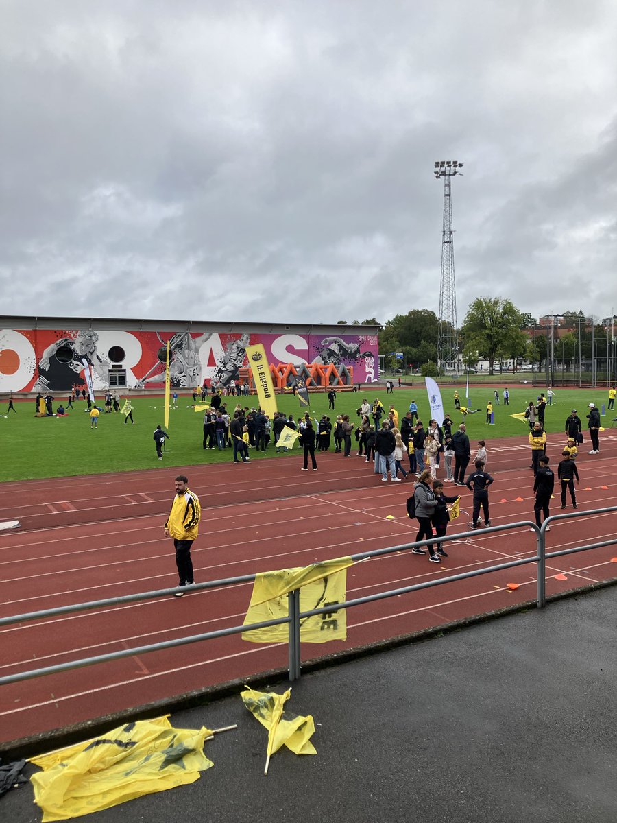 EricSjolin's tweet photo. Inför dagens match kördes flaggmålning på klassiska Ryavallen. Ungdomens dag lockade som vanligt många ifrån våra lokala föreningar. Kanonarrangemang för framtidens Elfsborgare! https://t.co/jb9fYiWOWY