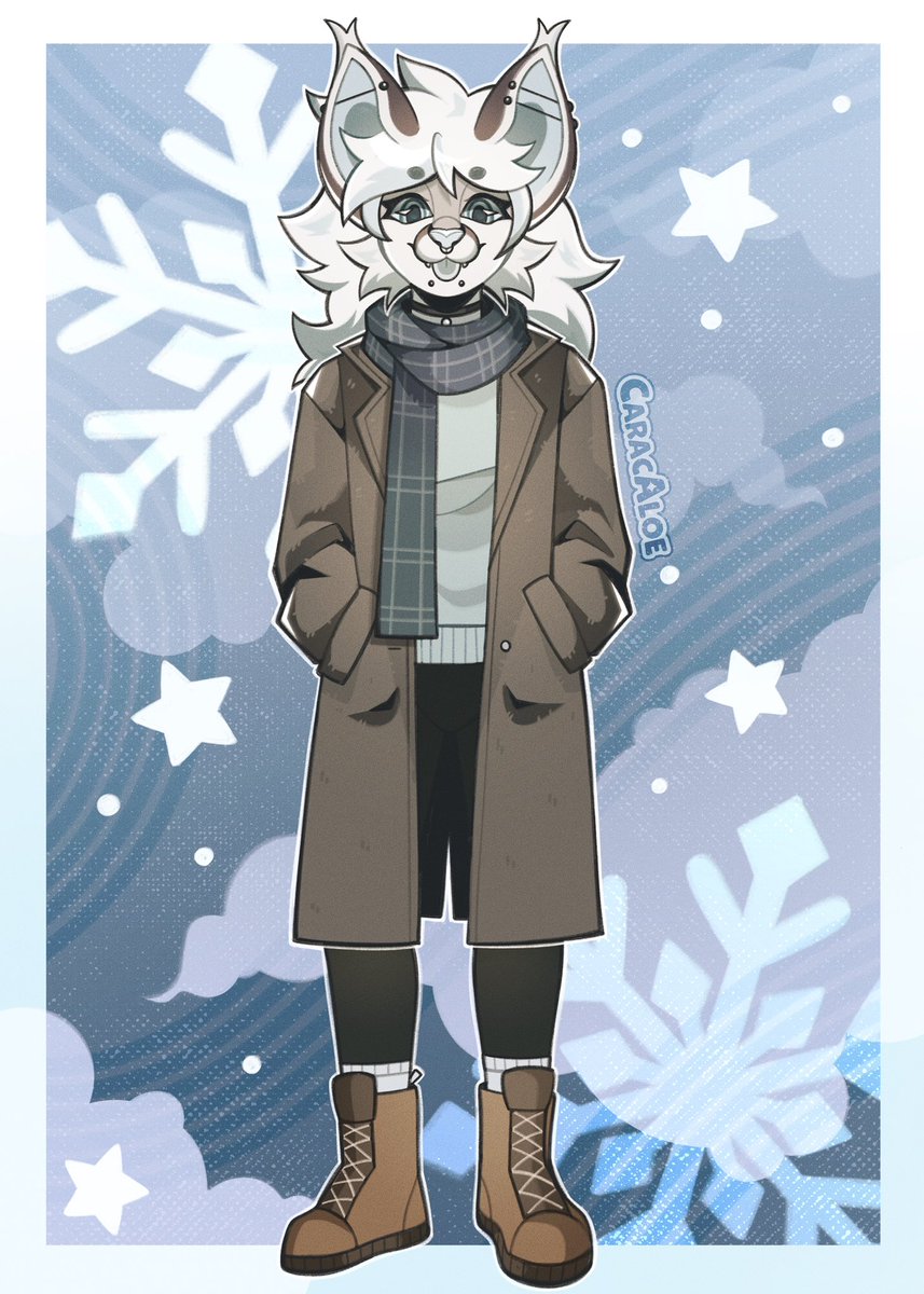 caracaloe's tweet photo. snowy full body for a vgen client! https://t.co/Z8kMNR4erA