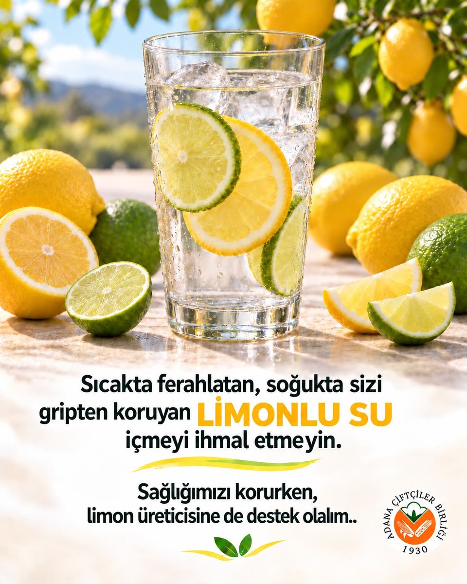 sadullahkisacik's tweet photo. Adana Çiftçiler Birliğimizin düzenlediği kampanyayı destekliyorum.
Her derde deva olan limonu çayımızda, çorbamızda, suyumuzda ve daha birçok yiyecek ve içecekte kullanalım. https://t.co/92wTqh3pcd
