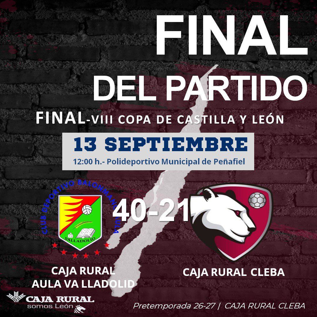 ClebaLeonBm's tweet photo. 🏆 COPA DE CASTILLA Y LEÓN| Finalizamos la Copa como subcampeonas.
Enhorabuena al Caja Rural Aula Valladolid por su título. 👏🏻
#cleba #garracleba #LeónEsp #balonmano https://t.co/eYH7UTaTWy