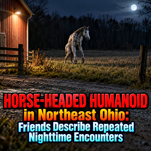 PhantomMonster's tweet photo. HORSE-HEADED HUMANOID in Northeast Ohio: Friends Describe Repeated Nighttime Encounters - Their account includes unusual running movements, clopping sounds, and a later encounter with a smaller figure. https://t.co/pnghzXaCGg https://t.co/0uyBOK0GIJ