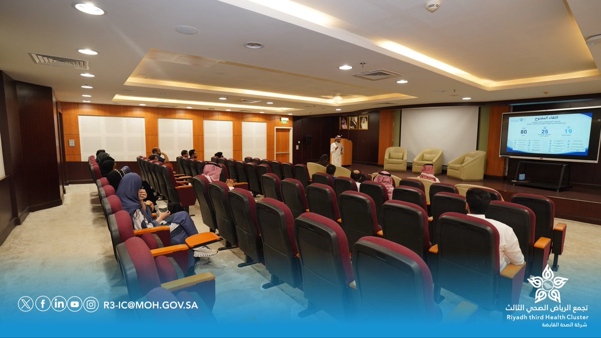 Cluster3Riyadh's tweet photo. 📸 | أقام #تجمع_الرياض_الصحي_الثالث اللقاء المفتوح للزملاء الموفدين ضمن برامج الإيفاد، بهدف تعزيز التواصل المباشر والوقوف على احتياجاتهم ومتطلباتهم، ومناقشة أبرز الاستفسارات والتحديات وتقديم الدعم اللازم والإجابة عن التساؤلات بما يسهم في تيسير رحلتهم الأكاديمية والمهنية. https://t.co/yWWJHclXVG