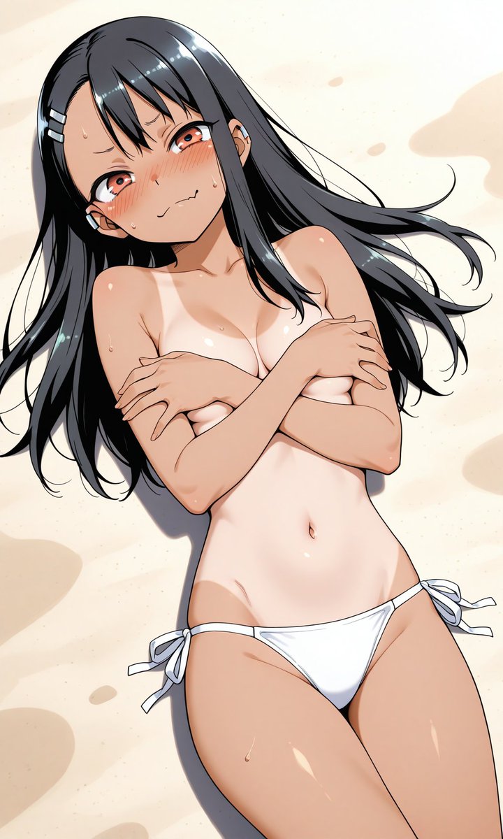 GenAnimeArt's tweet photo. #Nagatoro #AIart #aianimeart #bikini #beach #tanlines #topless #blush https://t.co/aWiRF9pe4C