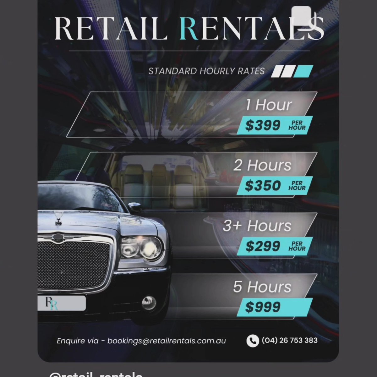 LynnetteFuli's tweet photo. Book your limo today. For collaborations, contact @retail_rentals or call 03 9944 2523. https://t.co/Chde6Y8RBT
