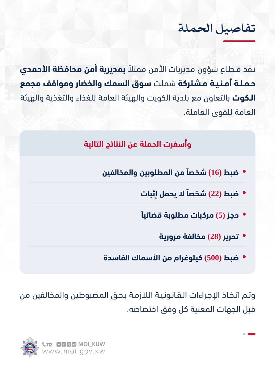 Image for the Tweet beginning: مديرية أمن محافظة الأحمدي
تنفذ حملة