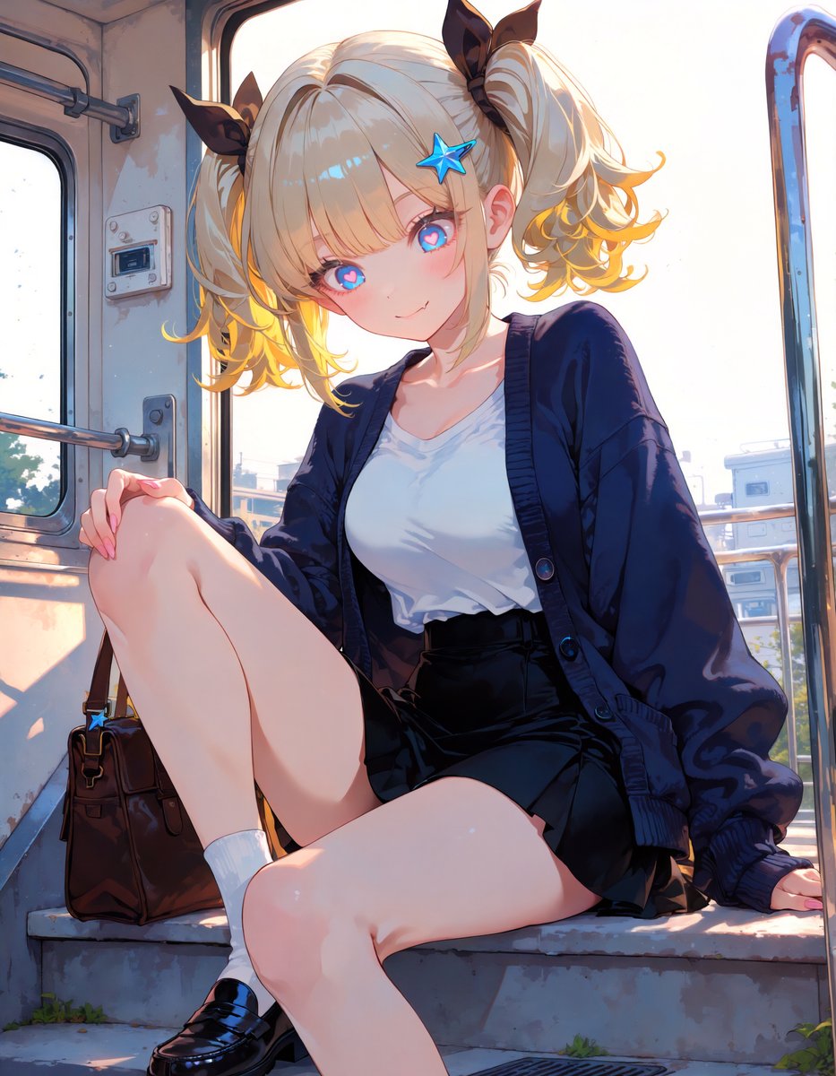 etniut's tweet photo. 午後のひかり、うとちゃんがぜんぶキラキラに変えちゃうよ〜っ✨
黒フレアスカートで、ちょっぴり大人っぽいうとちゃんも好き？🖤💙

#AnimeArt #OriginalCharacter
A SFW illustration of my original anime character. https://t.co/zhDLoX9eHV