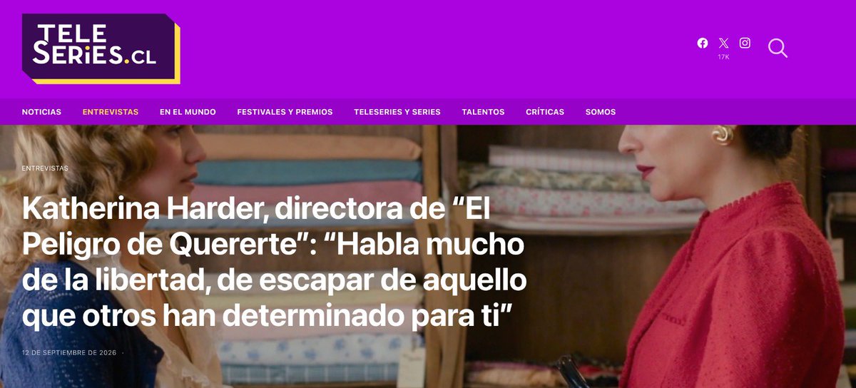 KatherinaHarder's tweet photo. “Habla mucho de la libertad, de escapar de aquello que otros han determinado para ti” Entrevista completa en https://t.co/6FTRm3zuzF vía @TeleseriesCL #Elpeligrodequererte https://t.co/OyXxT1TRFv