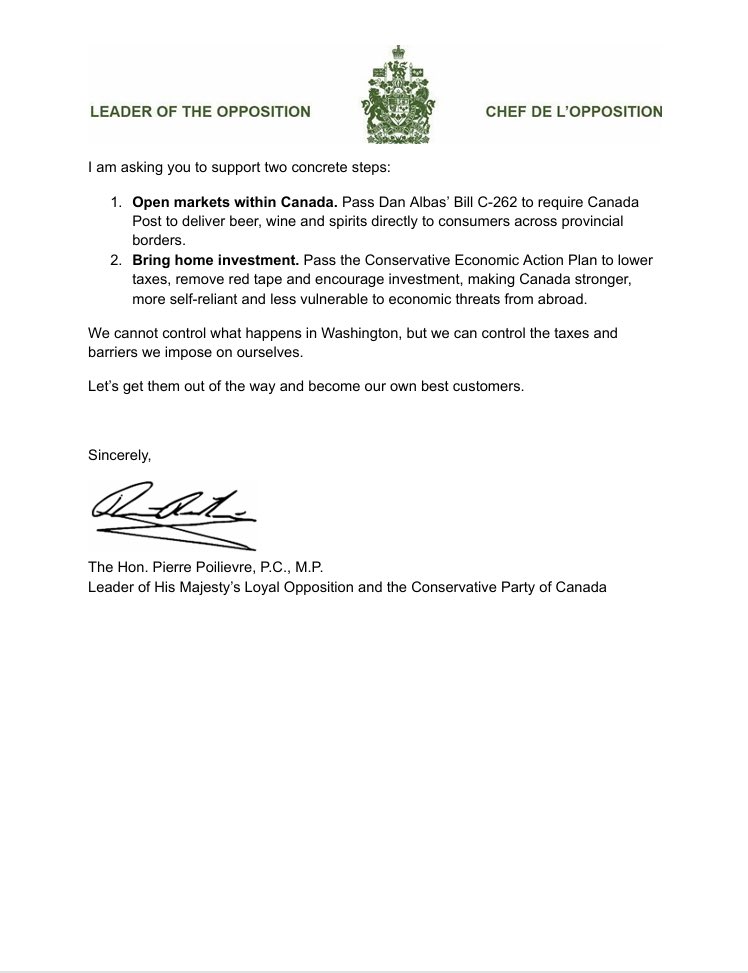 PierrePoilievre's tweet photo. The Prime Minister promised free trade in Canada by Canada Day last year. It was all show and no go.

We still have federal barriers to interprovincial trade a year and a half after he promised one Canadian economy.

He not only broke his promise, he also hiked taxes and piled on extra costs for Canadian liquor producers.

Canadians should be free to buy Canadian. So let’s pass MP Dan Albas’ bill to allow shipment of 🇨🇦 alcohol across provincial borders, and back the Conservative Economic Action Plan to lower taxes, cut red tape, and boost investment: https://t.co/HhDUVPoKSu