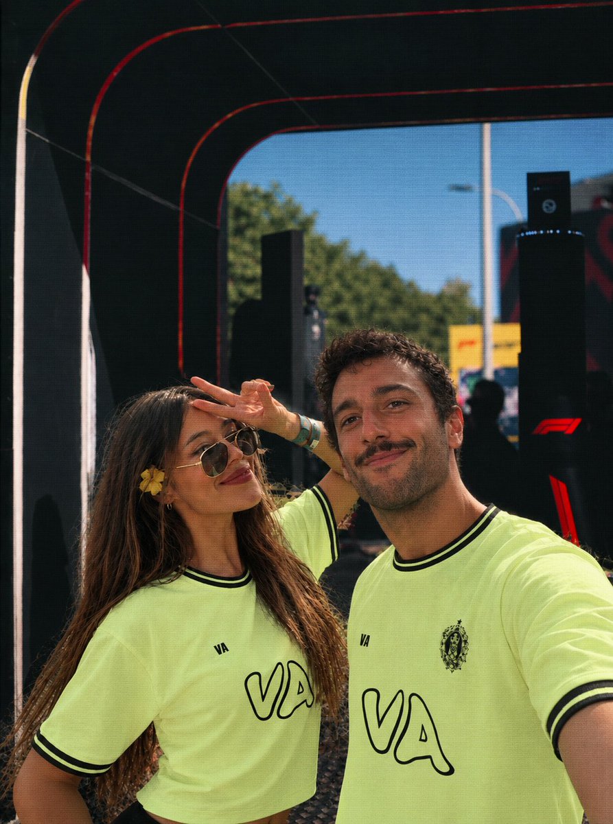 VA4RP's tweet photo. Danny's dupe! 💚 It's always a pleasure to have the incredible singer and Viktor's big sister Daniela Amidala here in Madring, and of course, it's always lovely to see you around here, Daniel Ricciardo, with the best of energy supporting our VA⁴ guy! ⭐ @velruise @AUSS1EMOON https://t.co/b1p8XSEYe8