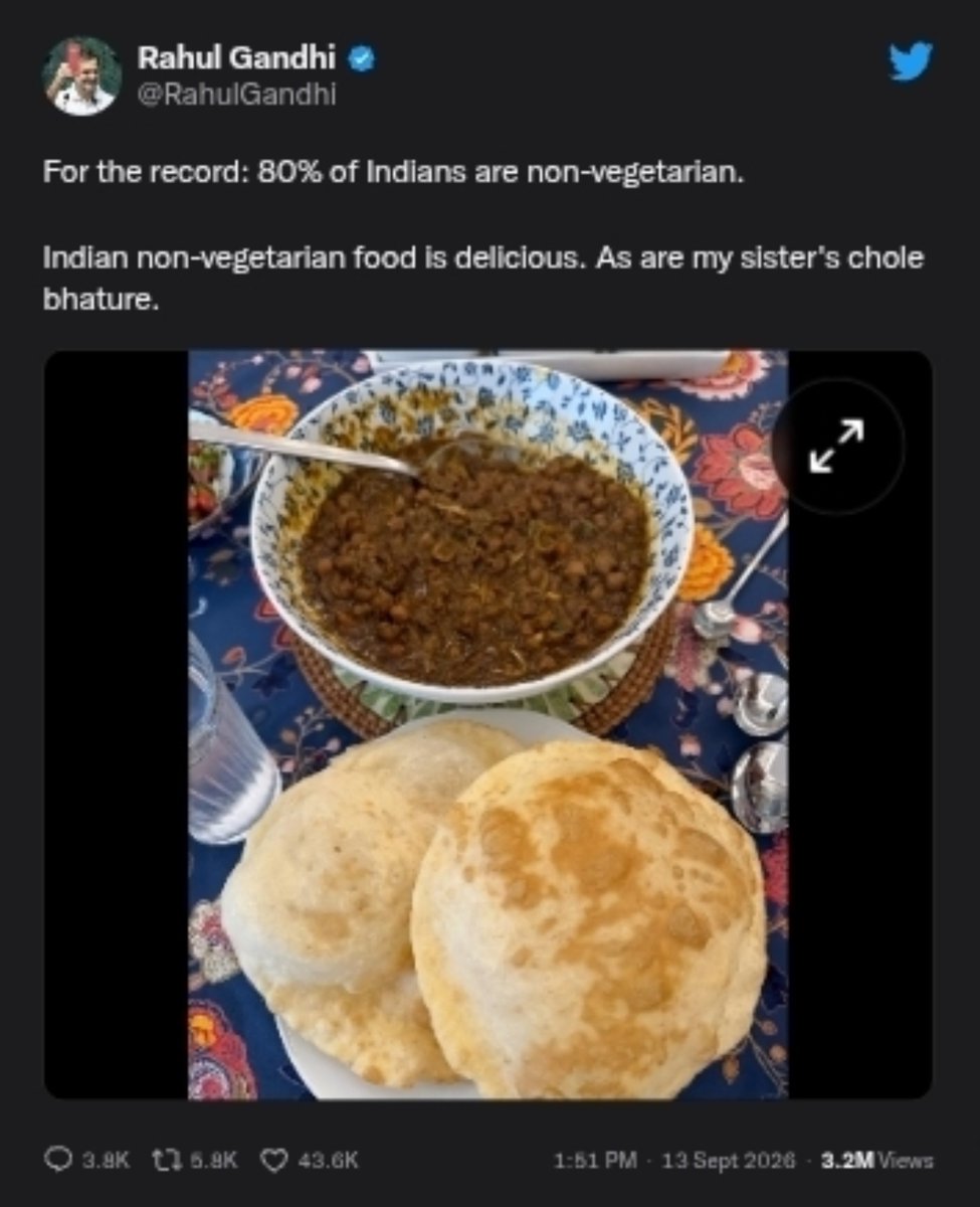 AgniVesa_07's tweet photo. Interesting observation!

Check out these two post of Modi and Rahul gandhi.

Don't you find something weird in it?

First one is an casual post hoping to ignite a fight between vegetarians and non vegetarians, another is the post from PM, and this is the post which includes both putin, Xi jinping and modi.

Now, the fascinating part is the views on both of these posts, Rahul's post got 3.2 million views within 5 hours, while the second one which is the most liked post from this whole BRICS event got barely 1.8 million views.

Many people had to manually search PM modi's account to find that post as he have completely disappeared from FYP.

Also;  look at the like to view ratio on both of these posts.

First one ~ 3.2 million views, 43k likes, the like to view ratio is roughly, 80:1 (Unhealthy). 

Second one ~ 1.8 million views, 60k likes, the like to view ratio is 30:1 (Healthy).

Its almost like algo is forcing Rahul gandhi's post to everyone's for you page.

While, cleverly reach throttling PM modi's post from reaching anyone.

This is not normal, thats a deliberately sabotage, and we all know the reason behind it.

 @MIB_India needs to wake up from their sleep and fix this mess, or else the damage will be irreversible and unfixable.