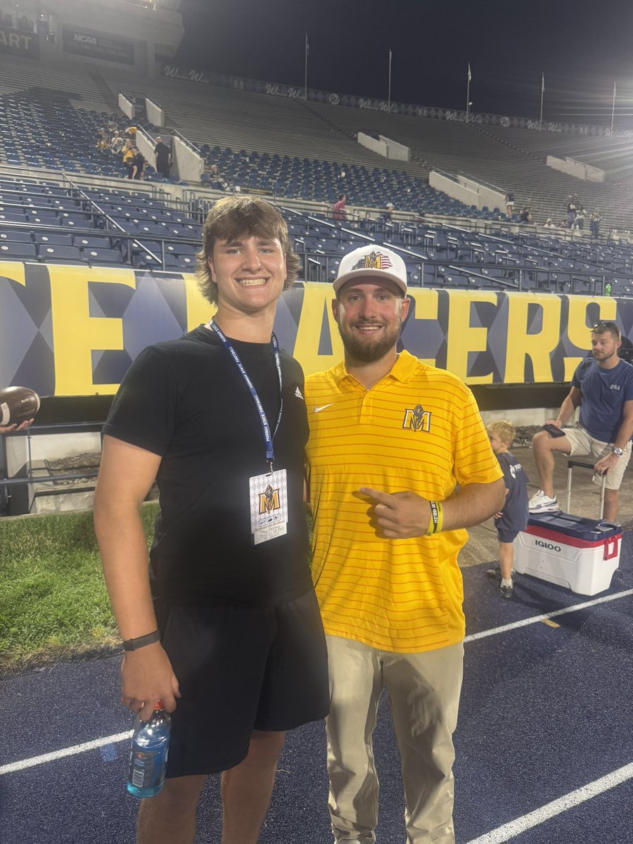 Trey_Abney19's tweet photo. Had a great visit to Murray state yesterday!

@RacersFBrecruit 
@CoachJlawr @WrightJody @coachjimmyogle @CoachBotkin 
@BrentHolsclaw @OhioCountyHSFB @1027TheGame @StephenATurner @PrepRedzoneKY @drew_toennies @AlPopsFootball
@kabney23 @Q_jennings27 https://t.co/bWRbT1SD6Z