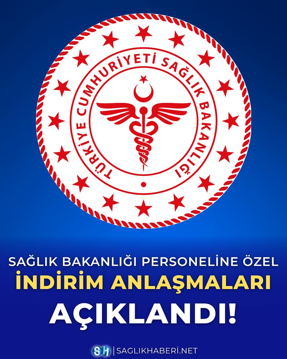 netsaglikhaberi's tweet photo. #DUYURU | Sağlık Bakanlığı Personeline Özel Dev İndirim Anlaşmaları Açıklandı!

📢 Sağlık Bakanlığı, bünyesinde görev yapan sağlık çalışanları ve personeli için eğitimden giyime, teknolojiden konaklamaya kadar onlarca markada geçerli yeni indirim protokollerini duyurdu.

📌 Öne Çıkan Fırsatlar:

Eğitim & Dil Okulları: American Life (%60), English Time (%50), Düşünür Koleji (%50), Doğa Koleji (%40) ve Hayat Koleji (%46).

Giyim & Alışveriş: Hatemoğlu (%35), Süvari (%15), Armağan Giyim (%15), Altınyıldız Classics (%10) ve DeFacto (500 TL indirim).

Teknoloji, Kargo & Perakende: PTT Kargo (%25), Samsung (%5–%30), Yeşilay Market (%25) ve Eyüp Sabri Tuncer (%10).

Konaklama & Turizm: Yalova Termal Kaplıcaları (%50), Armada Grannos Otel (%25), Çam Hotel (%17) ve Kapadokya bölge otelleri (%15).

📌 Kurumsal indirim kodları (SAĞLIK10, SAGLIK25, SGLKB1924 vb.), SMS tanımlı özel kodlar veya kurumsal kimlik kartı ibrazı yoluyla avantajlardan tüm sağlık emekçileri faydalanabilecek.

🔗 Anlaşmalı tüm marka listesi ve kullanım şartları: https://t.co/jJFYVq16wd

#SağlıkBakanlığı #SağlıkÇalışanları #İndirim #PersonelHaberleri #saglikhaberinet