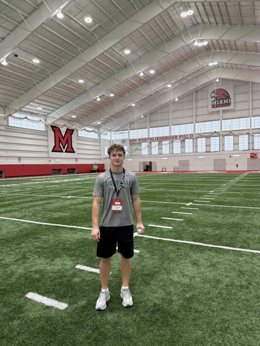 TroyClemmer9's tweet photo. I had a great time yesterday at @MiamiOHFootball gameday! Thank you to @CoachZaneRies  and @DBCoachWhite for talking to me about the Red Hawk program!

 @ZionsvilleFB @CoachTurnquist @JoelJanak @sds_shackelford @Bryan_Ault @IndianaPreps @SWiltfong_ @KyleNeddenriep @AllenTrieu https://t.co/wmlriRFeTe
