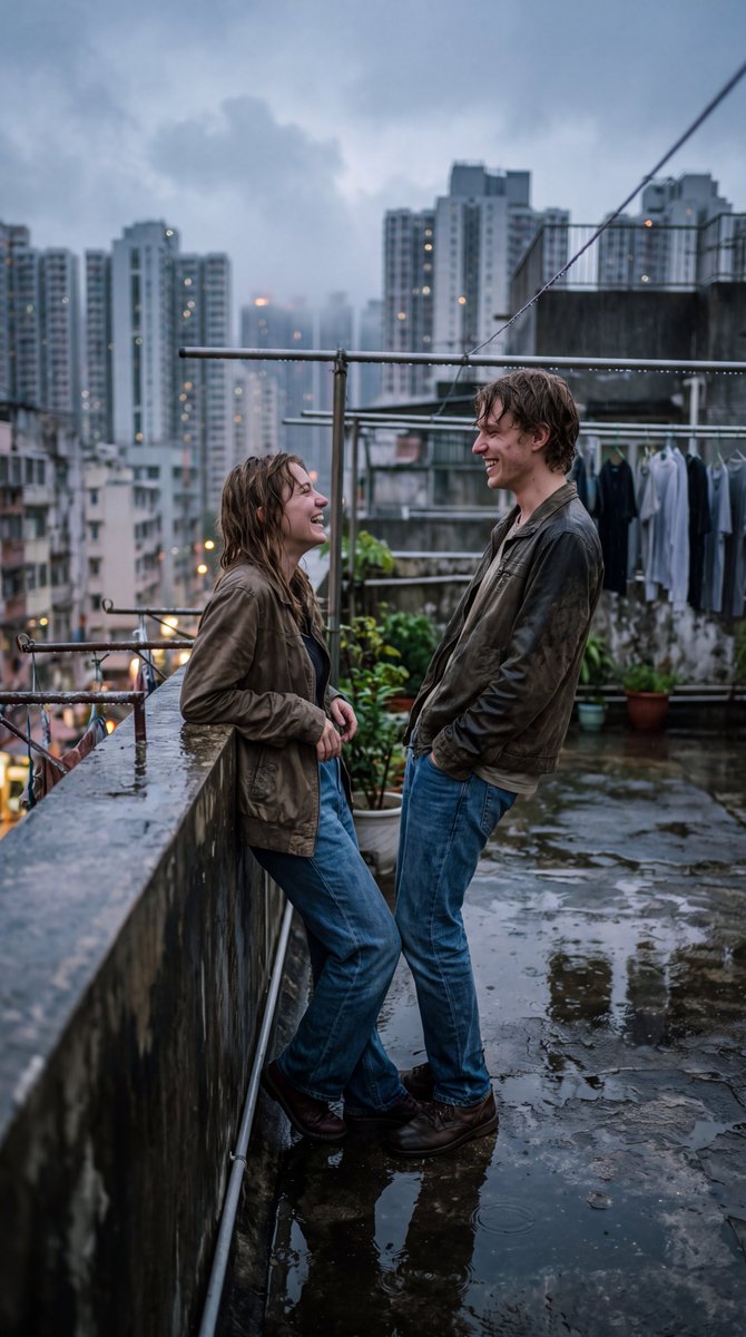 Rooftop Couple After Rain