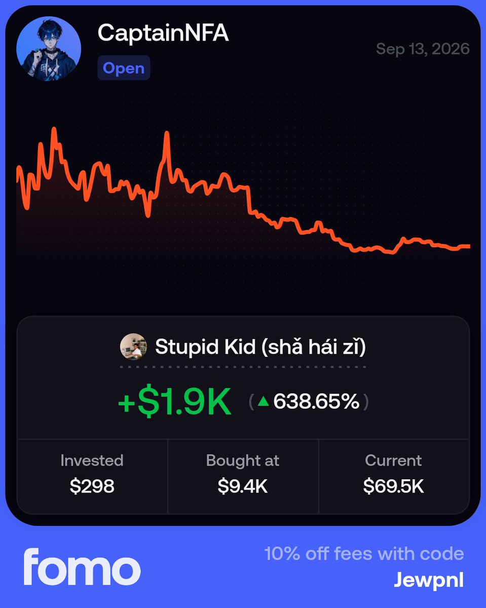 CaptainNFA's tweet photo. one of the most important things you can learn as a trader and as a person is accountability.

every trade you take is your decision.

alas kols can shill or top pnl traders can influence you.

but you pressed the buy button.

i’ve had plenty of moments that taught me this.

example from my fomo public wallets (even though i told people not to copy me):

i was up $30k on rabbit on and ended up taking only $12k.

i was up $20k on stupid kid and round-tripped the entire thing.

could I blame the market?

sure.

but at the end of the day, those were my decisions.

you can’t control what happens after you enter a trade.

you can control how you react to it.

lost money on someone else’s call? learn from it.

got rugged? learn from it.

made a great trade? understand why it worked.

stop looking for someone else to blame.

take accountability.

because if you don’t own your decisions, you’ll never become the trader you want to be.