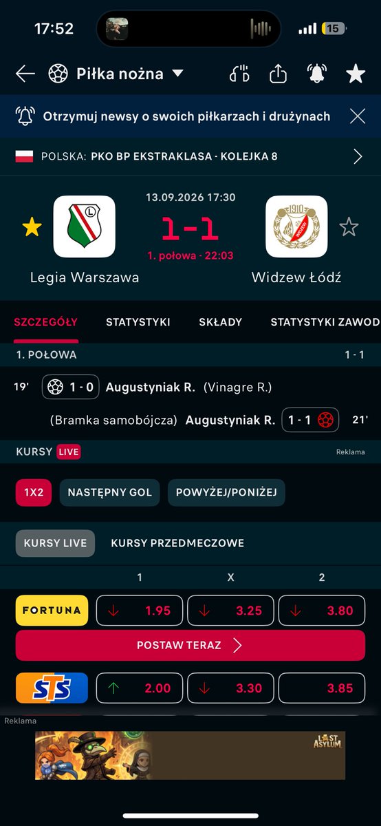 ZjarekWWA's tweet photo. 2 bramki w 2 minuty dla 2 drużyn co za goat
#legia #widzew https://t.co/V4mJA3tXfR