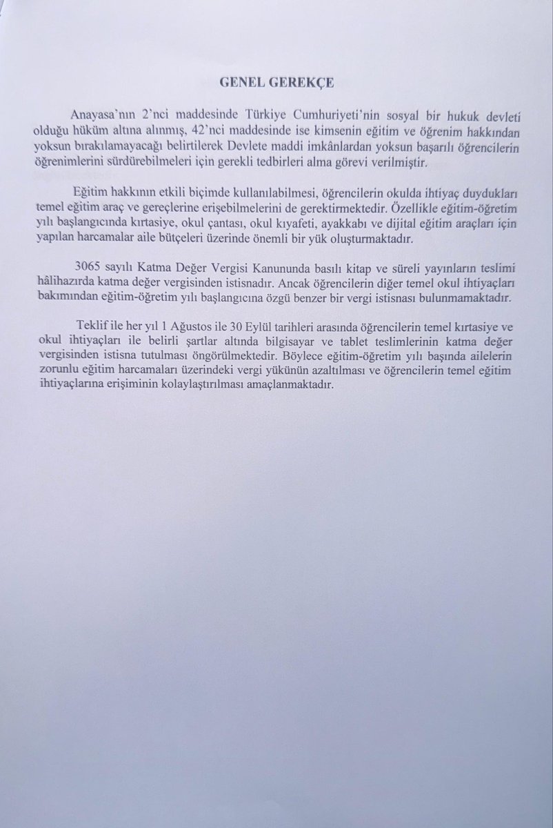 MTanal's tweet photo. Her yıl 1 Ağustos–30 Eylül arasında öğrencilerimiz için alınan kırtasiye malzemeleri, okul çantası, kıyafet, ayakkabı ile belirli sınırlar içindeki bilgisayar ve tabletlerin KDV’den muaf tutulması için kanun teklifimizi TBMM’ye sunduk.

Eğitim haktır; öğrencinin defterinden, kaleminden, ayakkabısından vergi alınmamalıdır. İktidarı, ailelerin okul masrafını azaltacak teklifimize destek vermeye çağırıyoruz.

@ankahabera