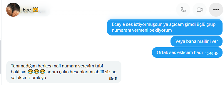 MissBuket0's tweet photo. Sese gelsin diye uğraştım ama sadece küfür etti :) Mail ver oradan skype üzerinden konuşalım dedim onu da kabul etmedi. @SahibeeEce Aşko video çalamamışsın sanırım fotoğraflardan devam :) https://t.co/5TEs3tAitO