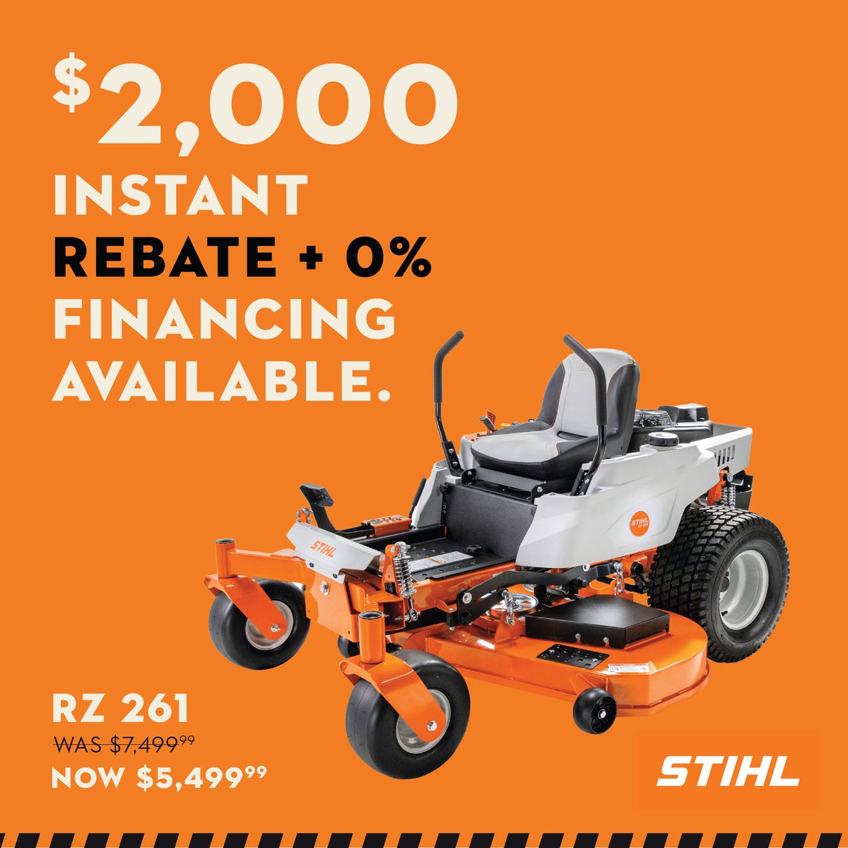 JoaquinHocking's tweet photo. The STIHL RZ 261 is now $5, 499. 99 with 0% financing available. Save $2, 000 on a STIHL zero-turn. Visit us today at 512 S Crescent St, Gilman, IN 60938. https://t.co/pQiLVmPf1g