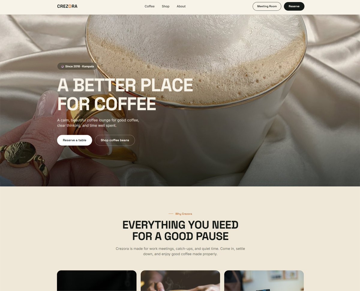 DavidWilliamMw1's tweet photo. Coffee website concept

I designed this modern coffee website with a focus on a premium visual experience and a seamless user journey.

From the immersive homepage to the clean ordering and checkout interface, I balanced strong visuals with practical UX.

https://t.co/6IVaYXyh4U https://t.co/J7C7aqwid1