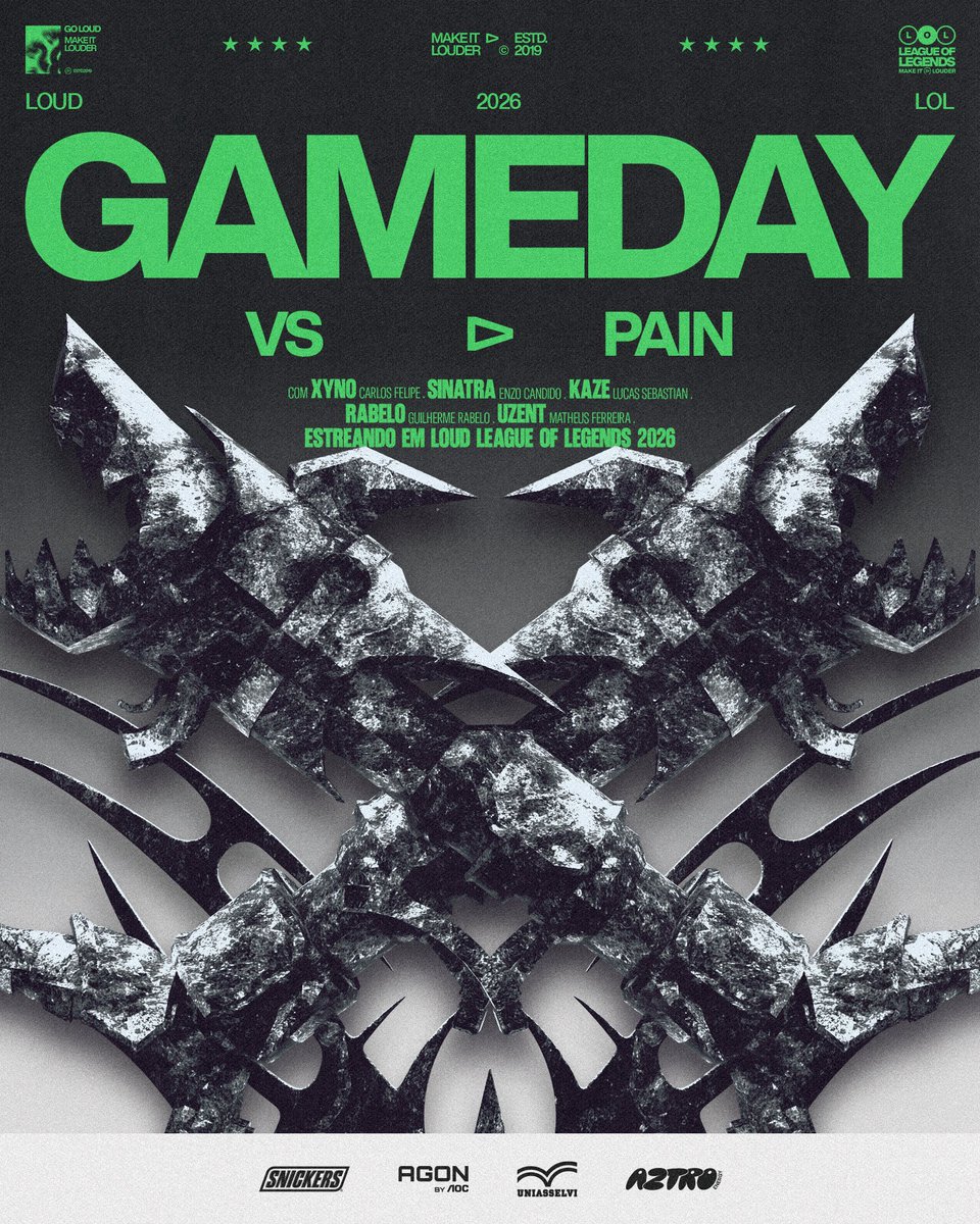 LOUDgg's tweet photo. Hora de refrescar a memória de quem parece ter esquecido como esse confronto termina.

A LOUD LOL entra em campo AGORA vs paiN pelos playoffs do #CBLOL.

#goLOUD https://t.co/lf8Qj39Wji