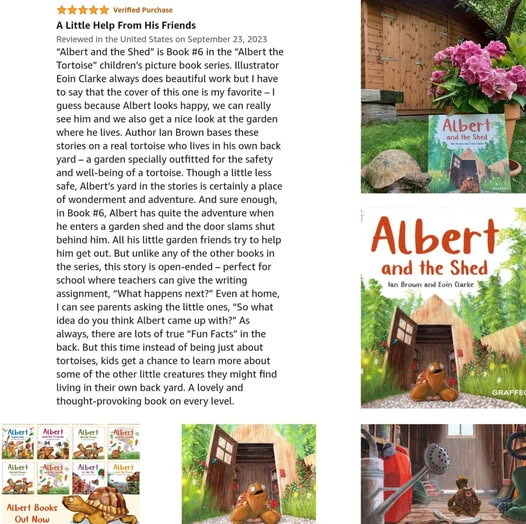 AlbertTortoise's tweet photo. BEAUTIFUL, LOVELY, THOUGHT-PROVOKING.. Super 5* #Praise for #ALBERTthetortoise #books. Please keep posting YOUR #BookReviews. Available Now 10 #ALBERT #picturebooks, 3 #BoardBooks & #ActivityBook https://t.co/WA5TBITkbA
#shed #tortoise #storytime #bookseries #illustrated https://t.co/eDEZajWnKV