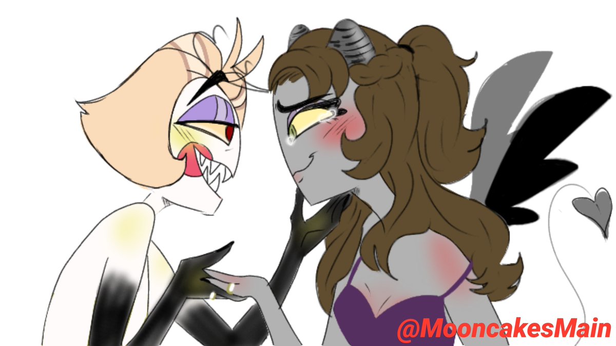 MooncakesMain's tweet photo. 🐤here's a little doodle sketch of Lu &amp; my Sinner Sona!

Moon is a Succubus when she enters Hell, she works as a receptionist, mainly helping Vaggi whenever she needs a break🐤

#DuckiePile #HazbinHotelLucifer #Yumeship #CanonXSona https://t.co/nHifh98TEP