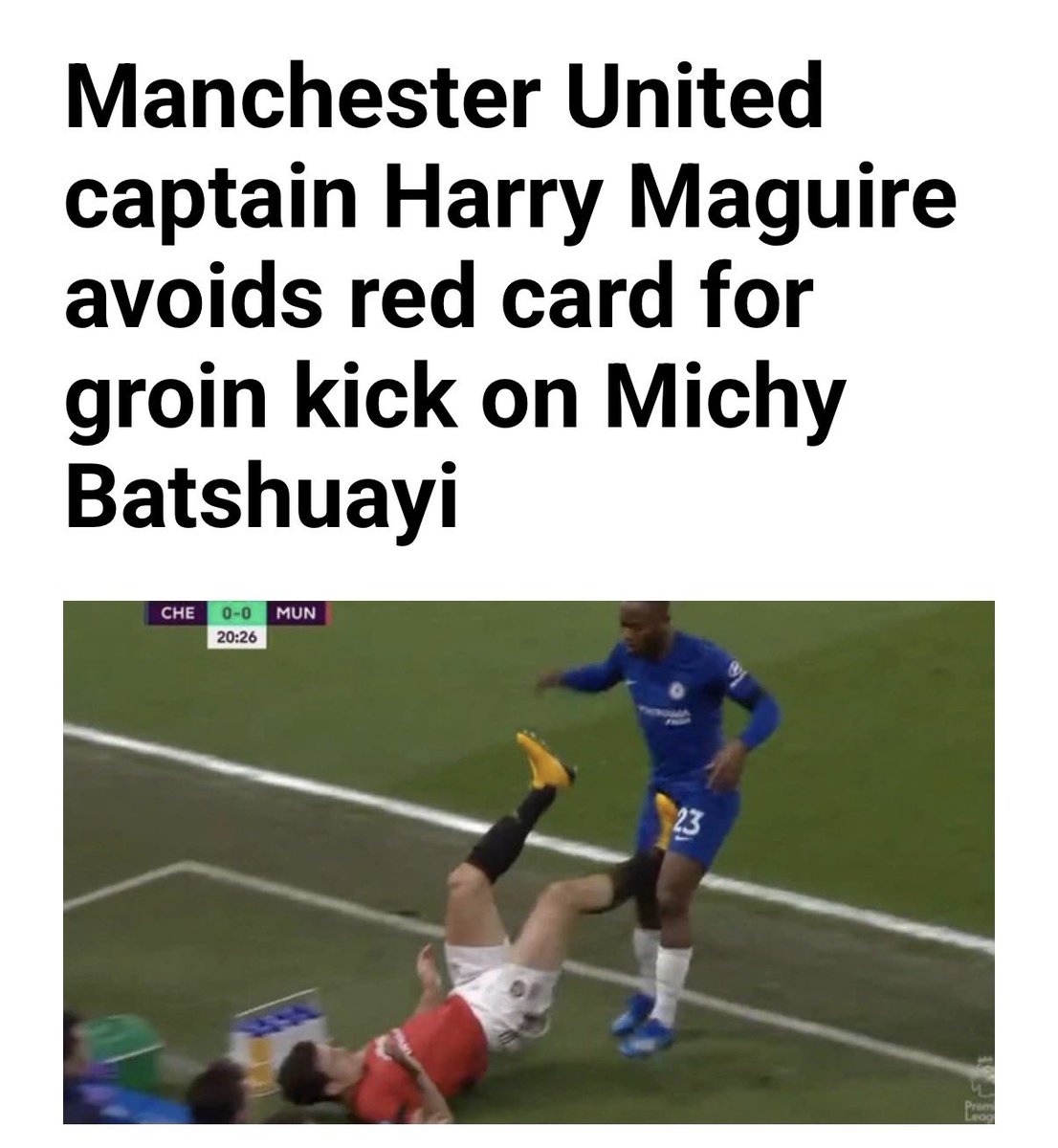 CFC_OBED's tweet photo. Red card for foden.   No Red card for maguire https://t.co/HbvFRtINLQ
