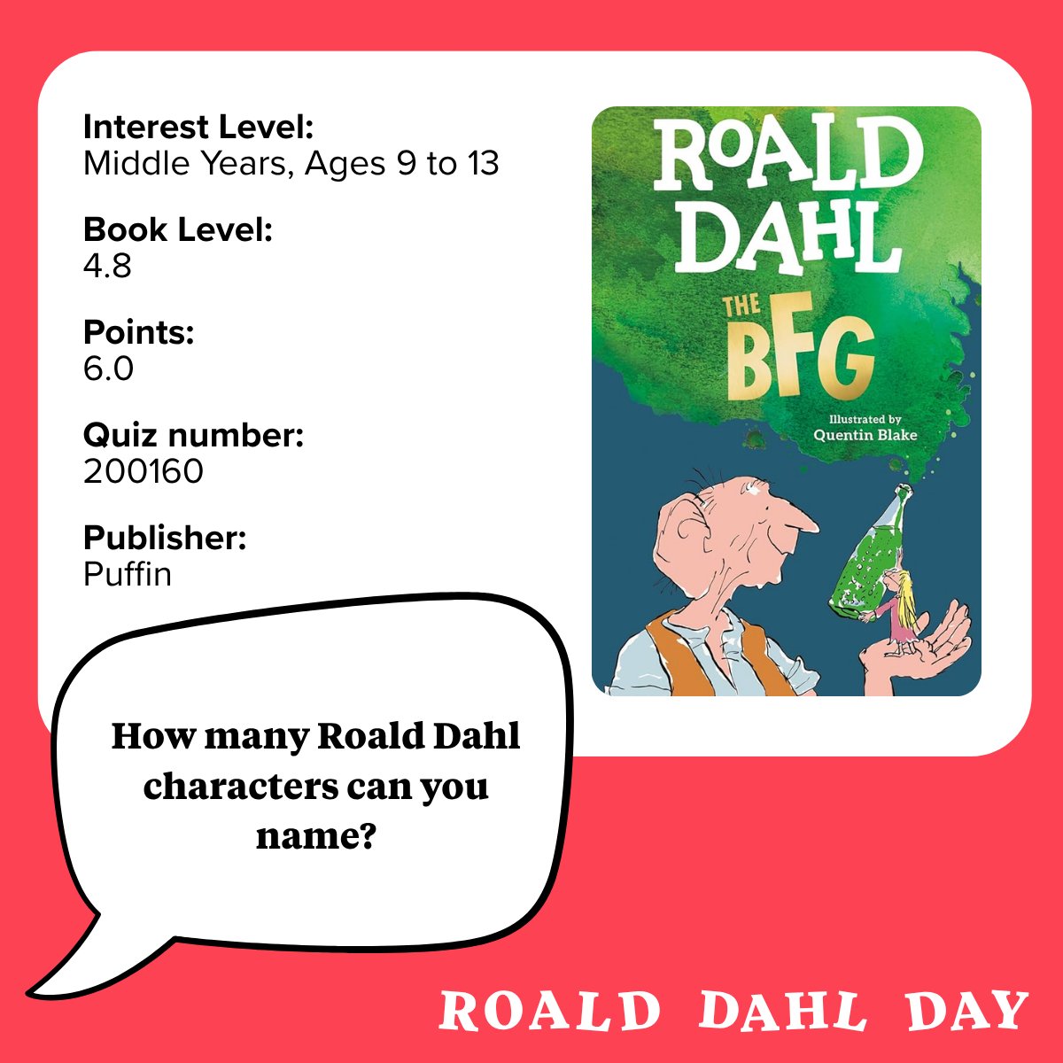 RenLearnUK's tweet photo. 📚 Happy #RoaldDahlDay!

How many Roald Dahl characters can you name? 👀

Swipe through and answer our questions below ⬇️

Looking for your next Roald Dahl read? Find titles on AR Bookfinder: https://t.co/nD6MKr0cod https://t.co/QkjyPffcTV