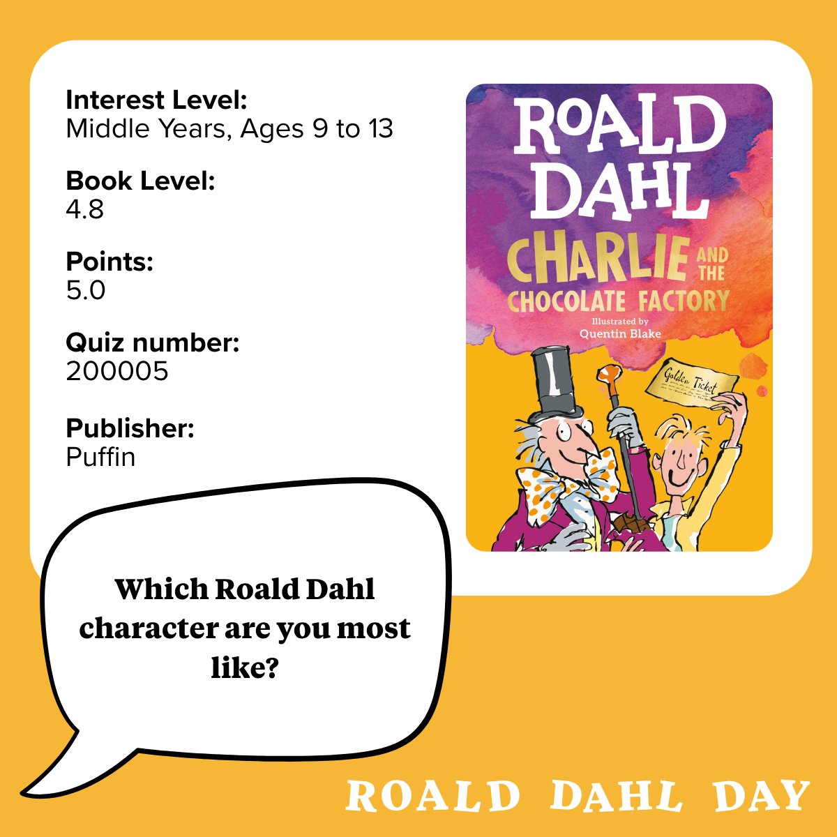 RenLearnUK's tweet photo. 📚 Happy #RoaldDahlDay!

How many Roald Dahl characters can you name? 👀

Swipe through and answer our questions below ⬇️

Looking for your next Roald Dahl read? Find titles on AR Bookfinder: https://t.co/nD6MKr0cod https://t.co/QkjyPffcTV
