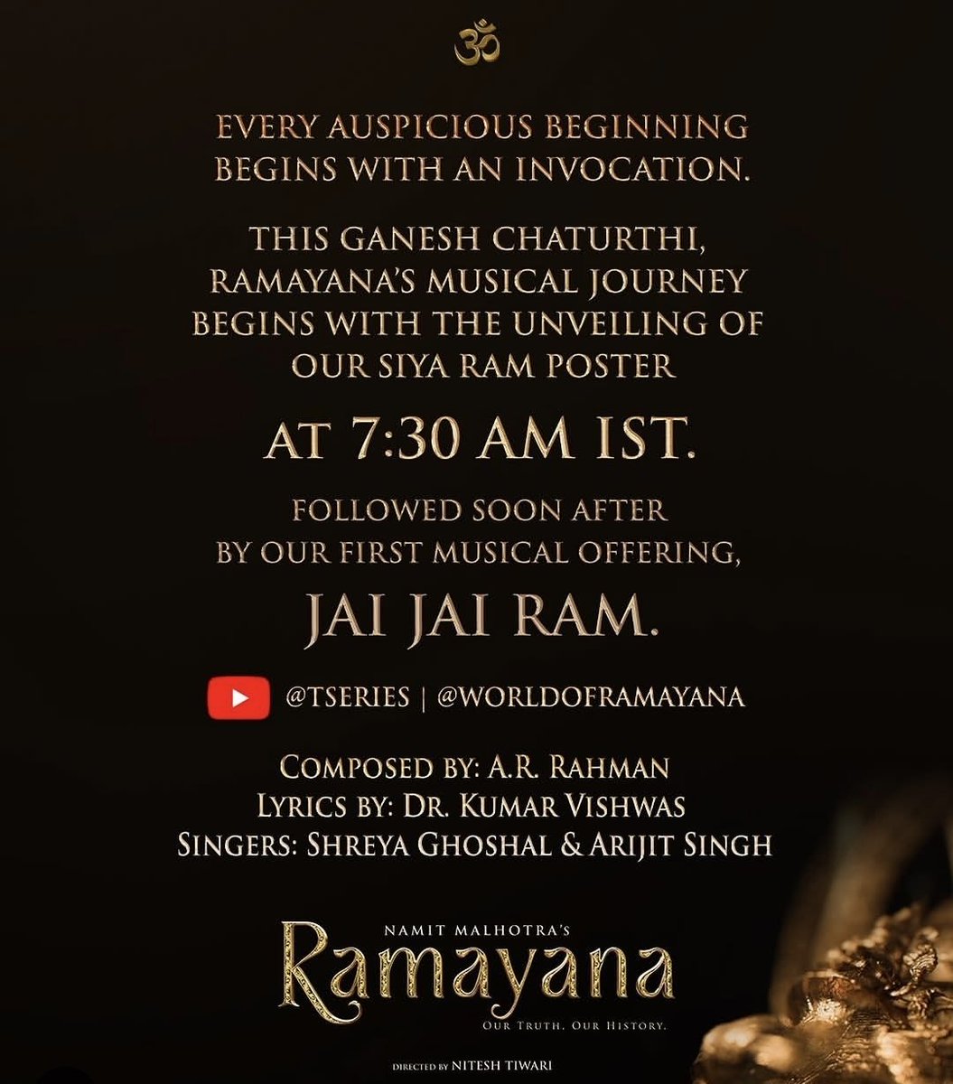 YashTrends's tweet photo. #Ramayana Musical Journey From Tomorrow 🔥

@TheNameIsYash #Yash https://t.co/6Yp1XvAR8b