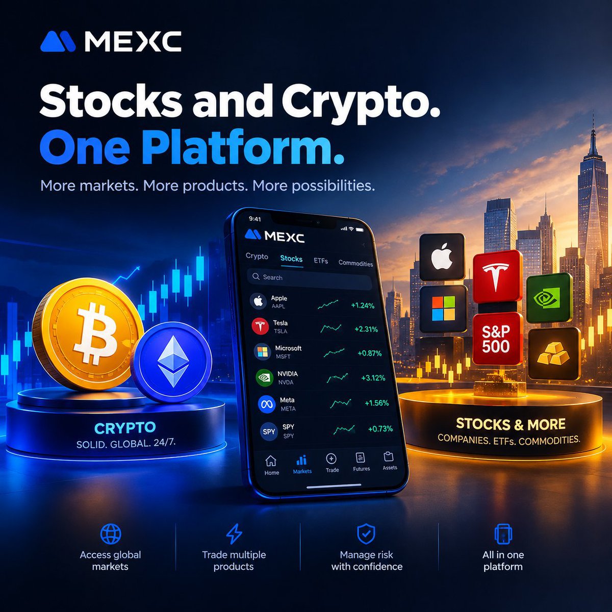 salamjrr's tweet photo. A stock can move without you ever owning it.

That difference matters when the market suddenly reacts to earnings, sector news, or a major announcement.
Sometimes the goal isn’t long-term ownership. It’s understanding and trading the price movement itself.
That’s where Stock Futures on @MEXC come in.

Stock Futures allow traders to take long or short positions on selected Stock-related contracts with USDT settlement. Selected contracts may also offer leverage, subject to MEXC’s product limits and risk controls.
MEXC also offers Zero Fee on eligible products, subject to the applicable conditions.

But flexibility doesn’t remove risk. Stock Futures are derivatives, not ownership of the underlying company. Leverage can amplify both gains and losses, and liquidation or funding fees may apply.
If you want to explore a different way to access Stock price movements, check out Stock Futures on @MEXC and understand the product before trading.

Explore the market. Understand the product. Trade with knowledge.
#MEXC0808