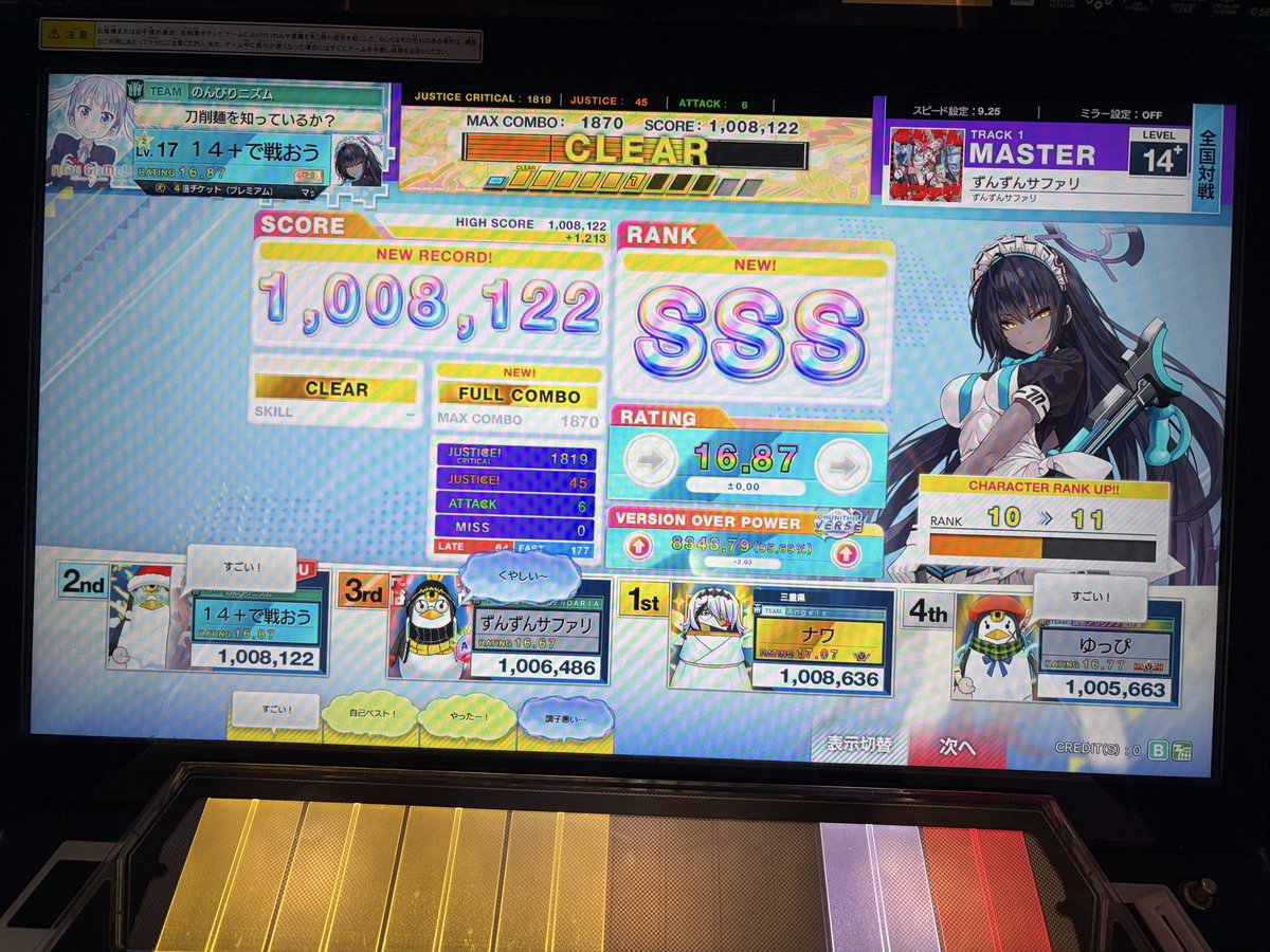 le_something_'s tweet photo. 昨日の14+ SSS集！
オンゲキ連動に関しては初見SSS+！
地力上がってるのか…？ https://t.co/iwxfsZfoQ7