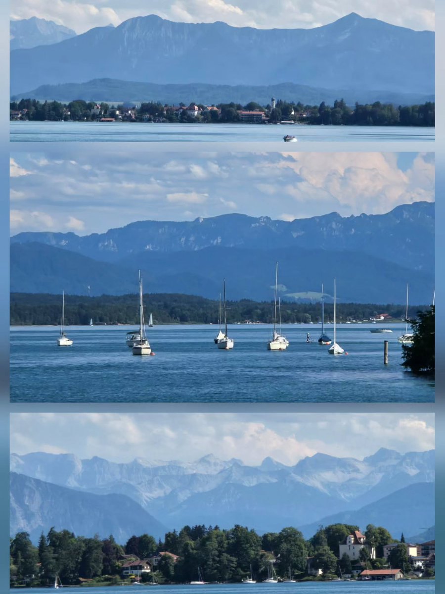 RusselBarafbdc's tweet photo. Starnberger See, czwarte największe jezioro w Niemczech. Wczorajsza wyprawa z przedszkolakami zachwyciła widokiem na Alpy: Herzogstand, Heimgarten i Benediktwand. https://t.co/ckmNoZxa8A