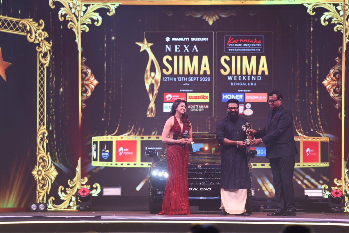 siima's tweet photo. Some directors tell a story. Some create an entire world around it.
@rishabshettyofficial brings the soul, scale and intensity of Kantara: Chapter 1 to life with a distinct cinematic vision.
For turning mythology, culture and spectacle into an unforgettable experience, he wins Best Director.

#SIIMA2026 #NEXASIIMA #SouthIndianCinema #celebratesouthcinema