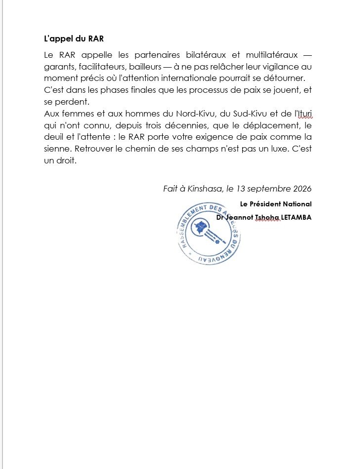 simon_piderek's tweet photo. Le Parti RAR et son président national Dr. Ambassadeur Jeannot TSHOHA LETAMBA @JLetamba  saluent le rapatriement des éléments du FDLR et des leurs familles 
👇👇👇👇Communiqué 👇👇 https://t.co/djLv7AGw7w